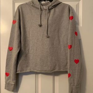 Basic by Design Junior Girls Gray Hooded Cropped Sweatshirt Size Med